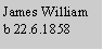 Text Box: James Williamb 22.6.1858